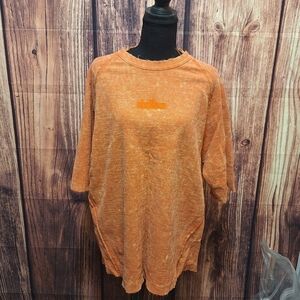 Zara Rustic Chic Orange "Shallow" Oversized Tee Womens Size Large!